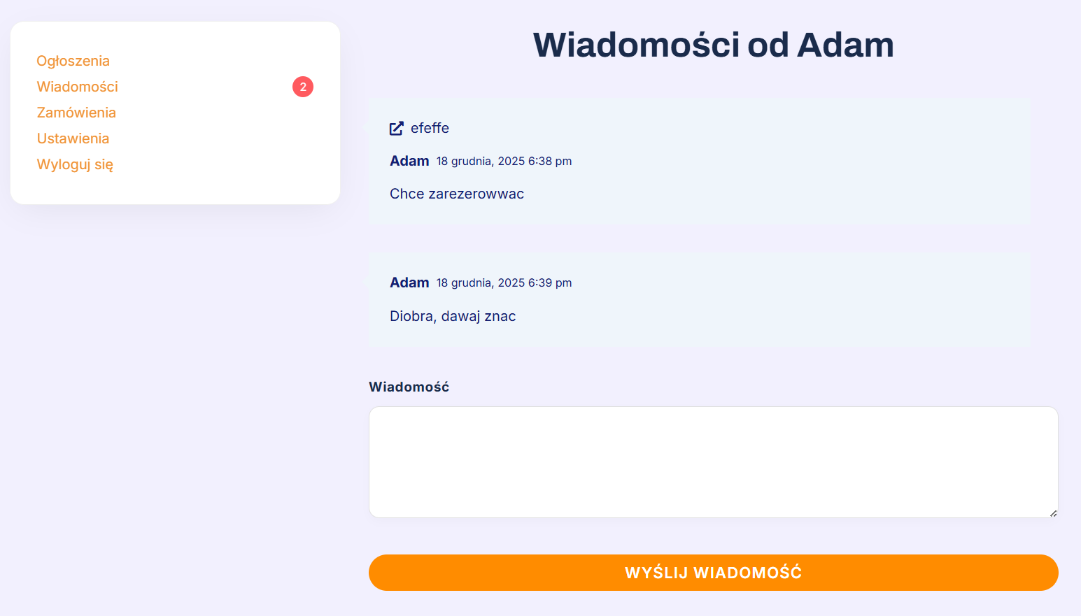 Panel wiadomości